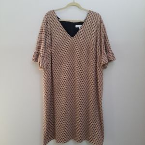 Sabrina Blue Knit Plaid Dress with ruffled sleeves